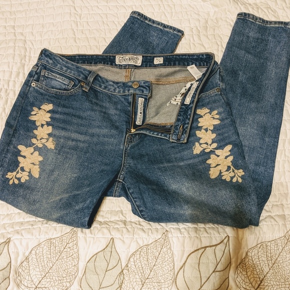 Lucky Brand Denim - Lucky Brand Embroidered Skinny Blue Jeans 12/31